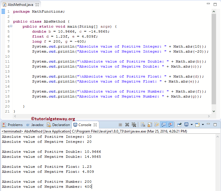 Java ABS Method 1