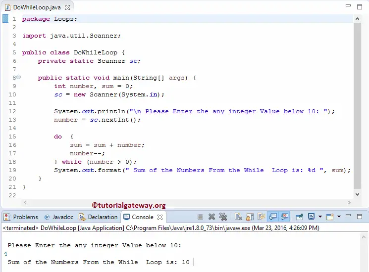 Java Do While Loop 1