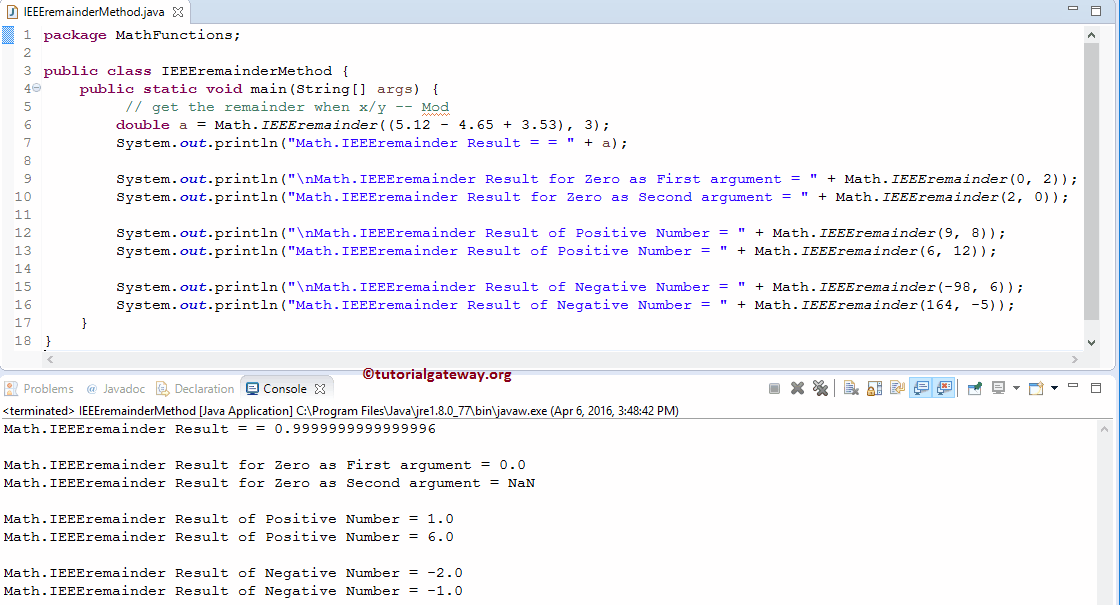 Java IEEEremainder Function 1
