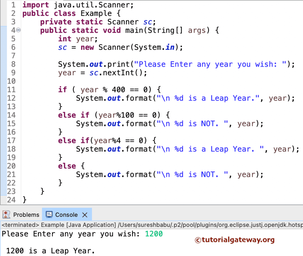 Java Leap Year Program using Else If