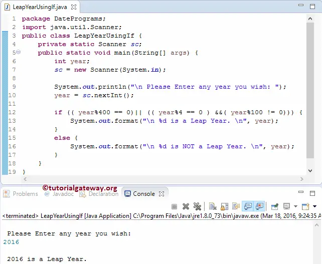 Java Leap Year Program using If Statement