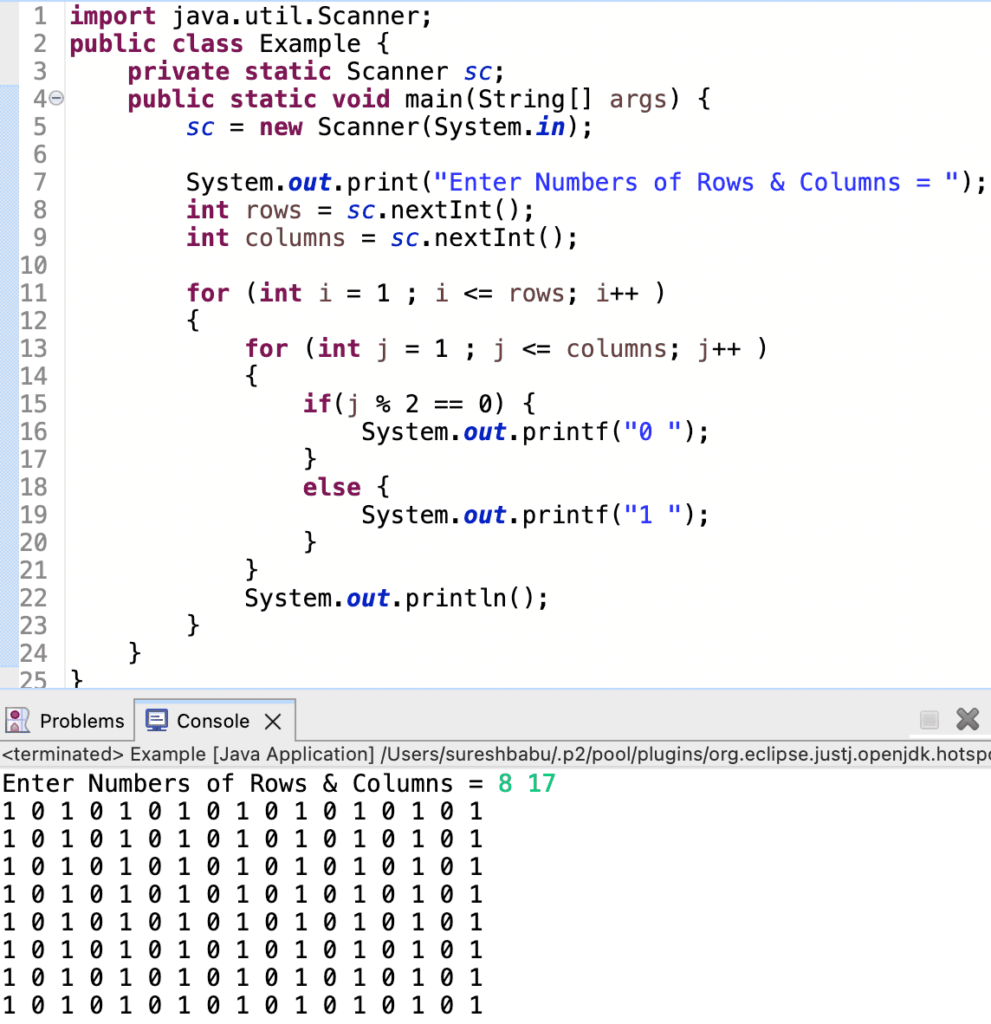 Java Number Pattern Programs