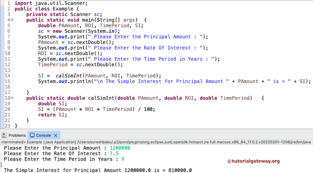 Java Program to Calculate Simple Interest 3