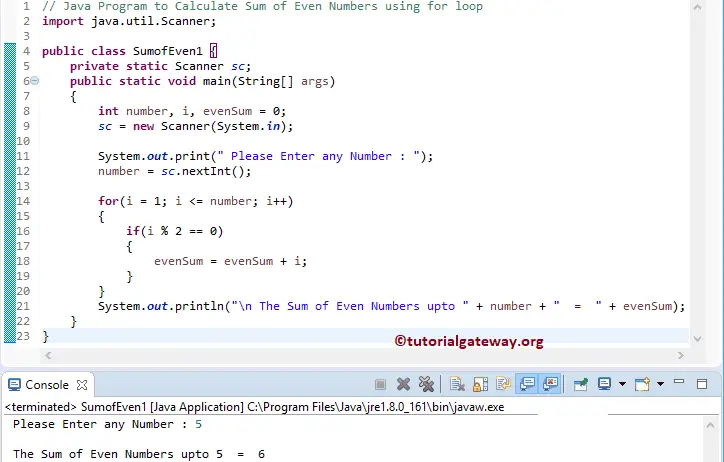 Java Program to Calculate Sum of Even Numbers 1