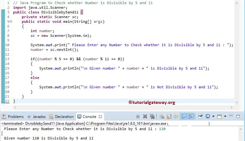 Java Program to Check whether Number is Divisible by 5 and 11 1