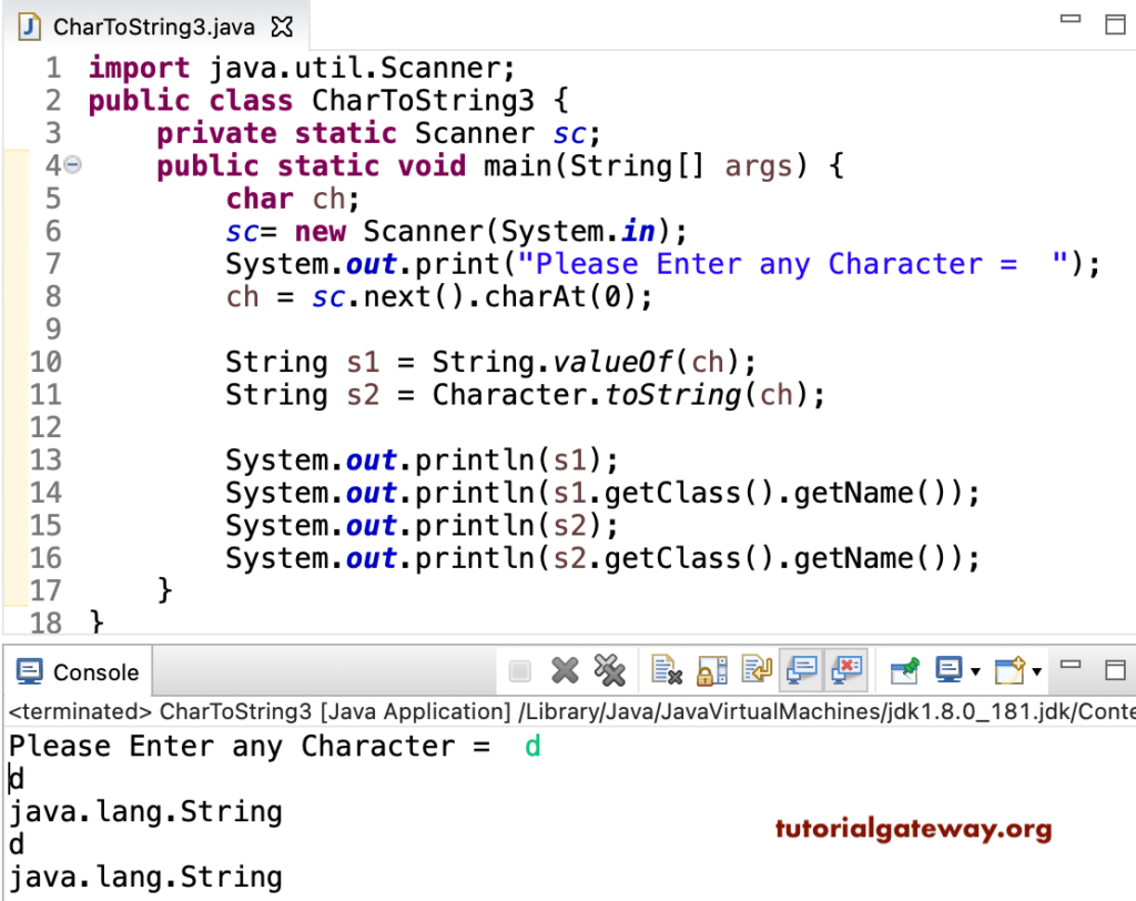Java Program to Convert Character to String