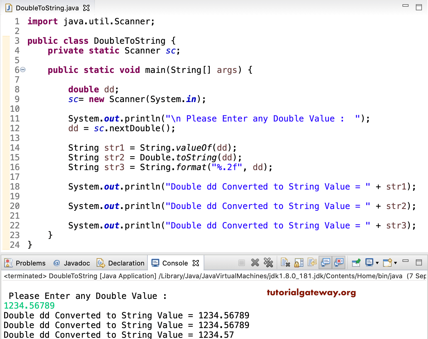 Java Program to Convert Double to String 4