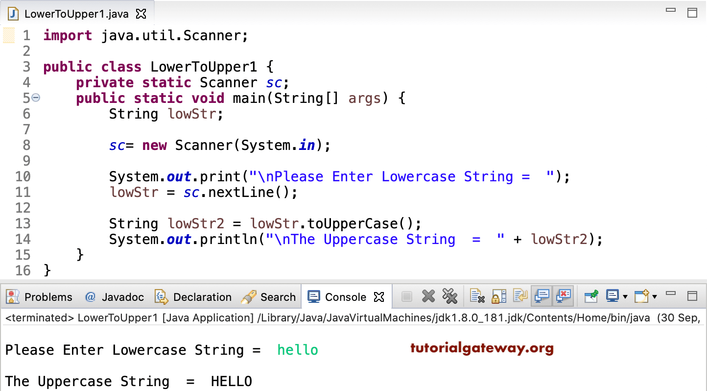 Java Program to Convert Lowercase to Uppercase 1