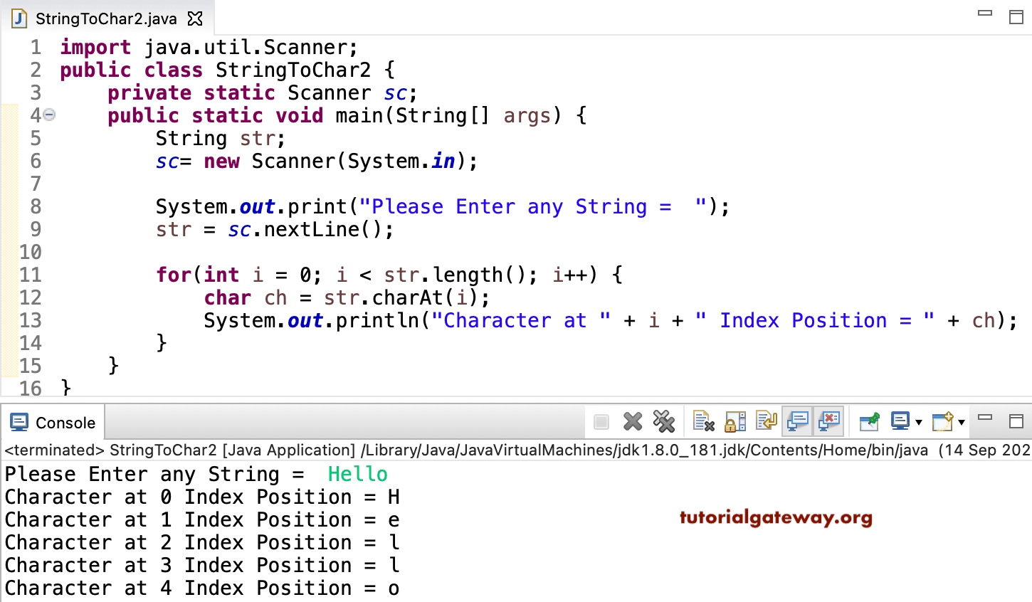 Java Program to Convert String to Character 1