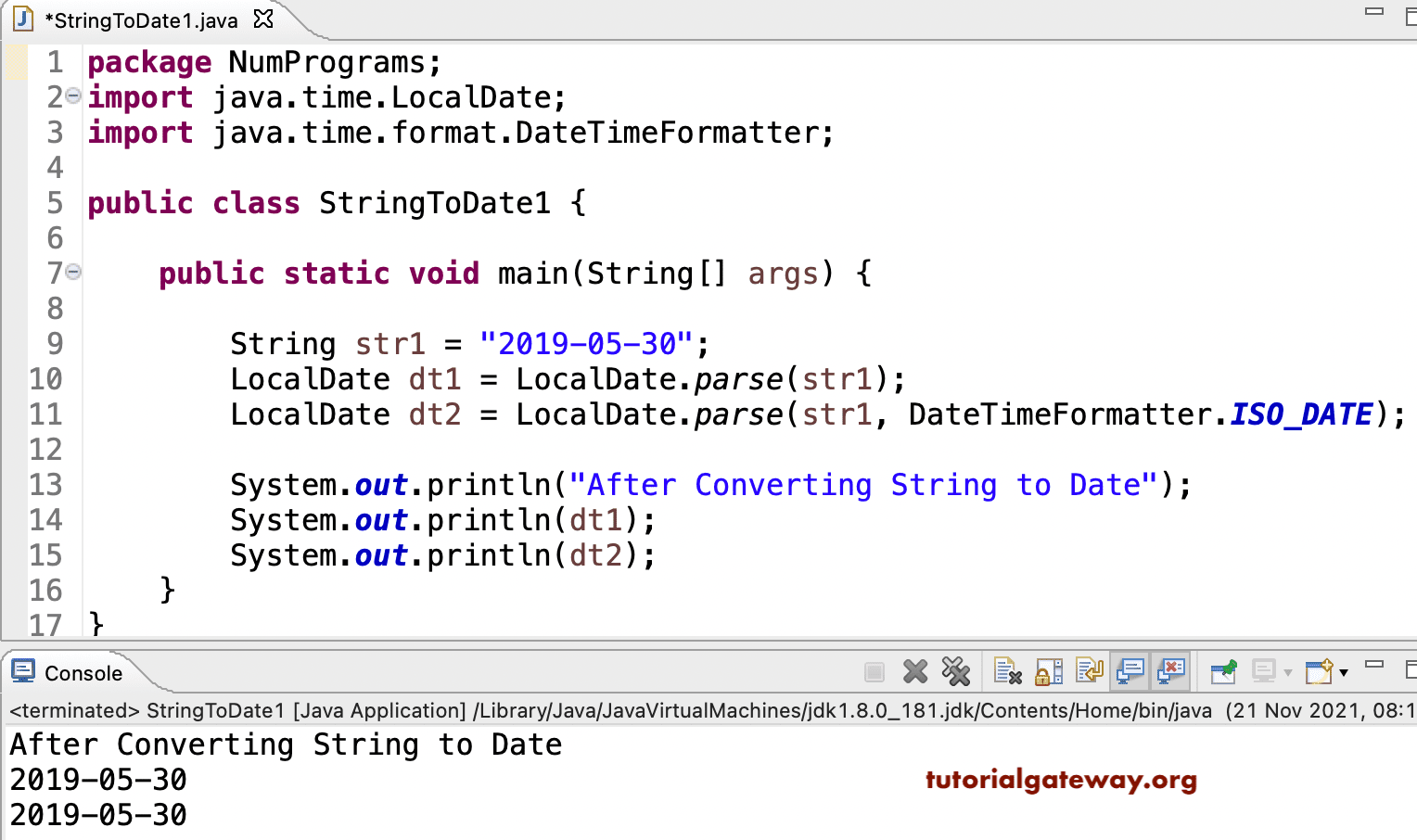 Java Program to Convert String to Date