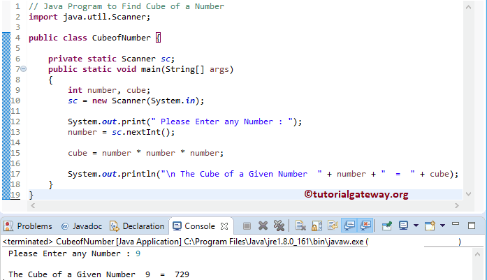 Java Program to Find Cube of a Number 1
