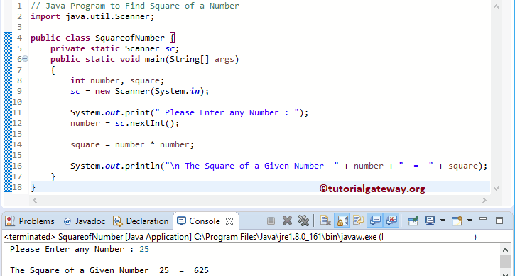 Java Program to Find Square of a Number 1