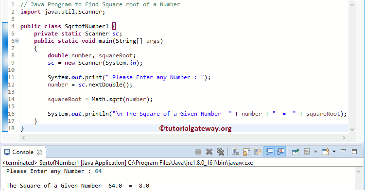 Java Program to Find Square root of a Number 1