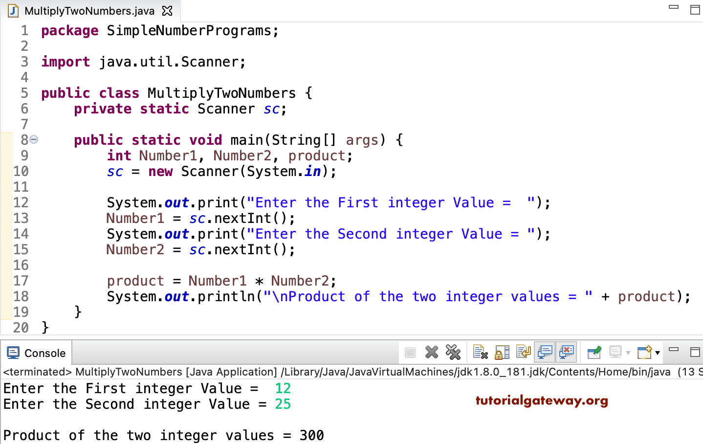 Java Program to Multiply Two Numbers 1