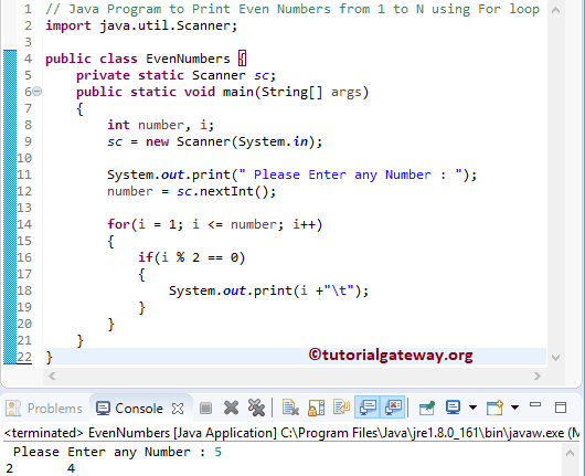 Java Program to Print Even Numbers from 1 to N 1