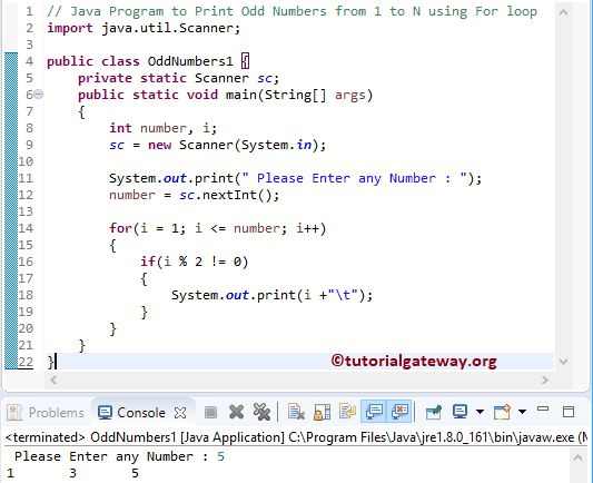 Java Program to Print Odd Numbers from 1 to N 1