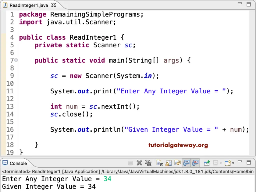 Java Program to Read Integer Value from the Standard Input