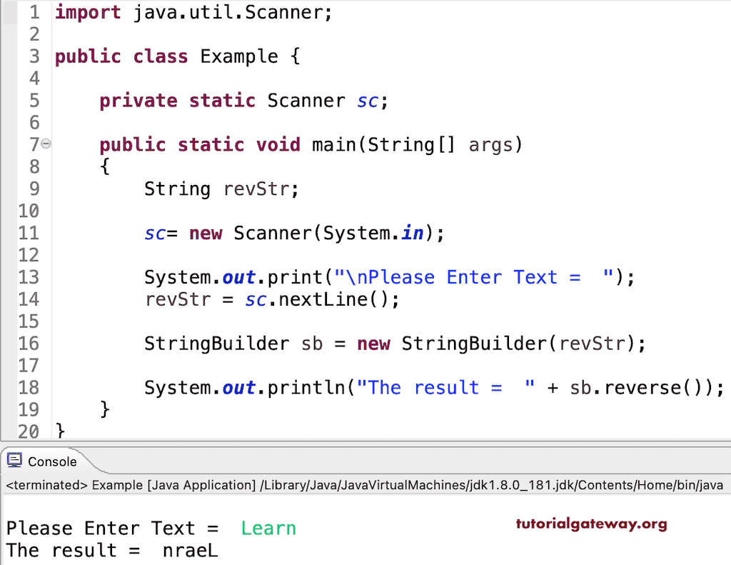 Java Program to Reverse a String