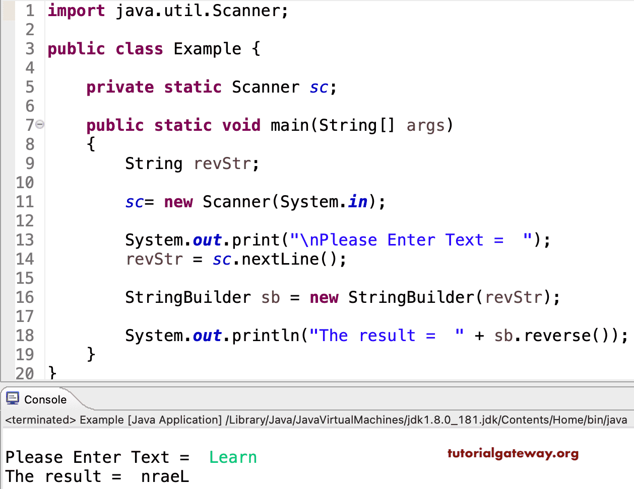 Java Program to Reverse a String 1