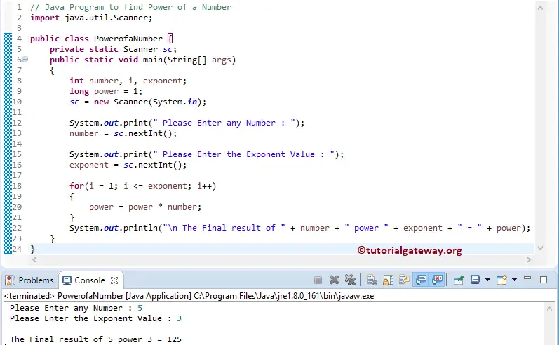 Java Program to find Power of a Number 1