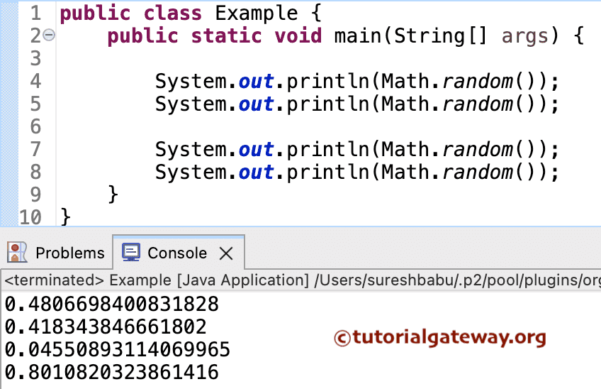 Java Random Number Generator Example 1