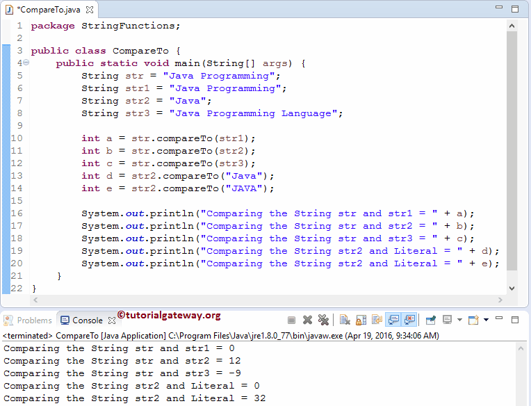 Java String compareTo Method 1