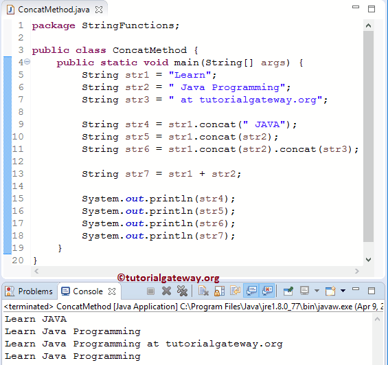 Java String concat Method 1
