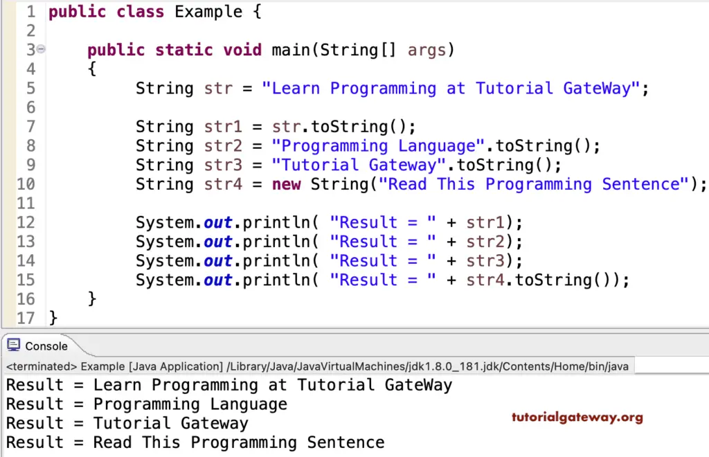 String toString Example