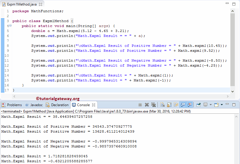 Java expm1 Function 1