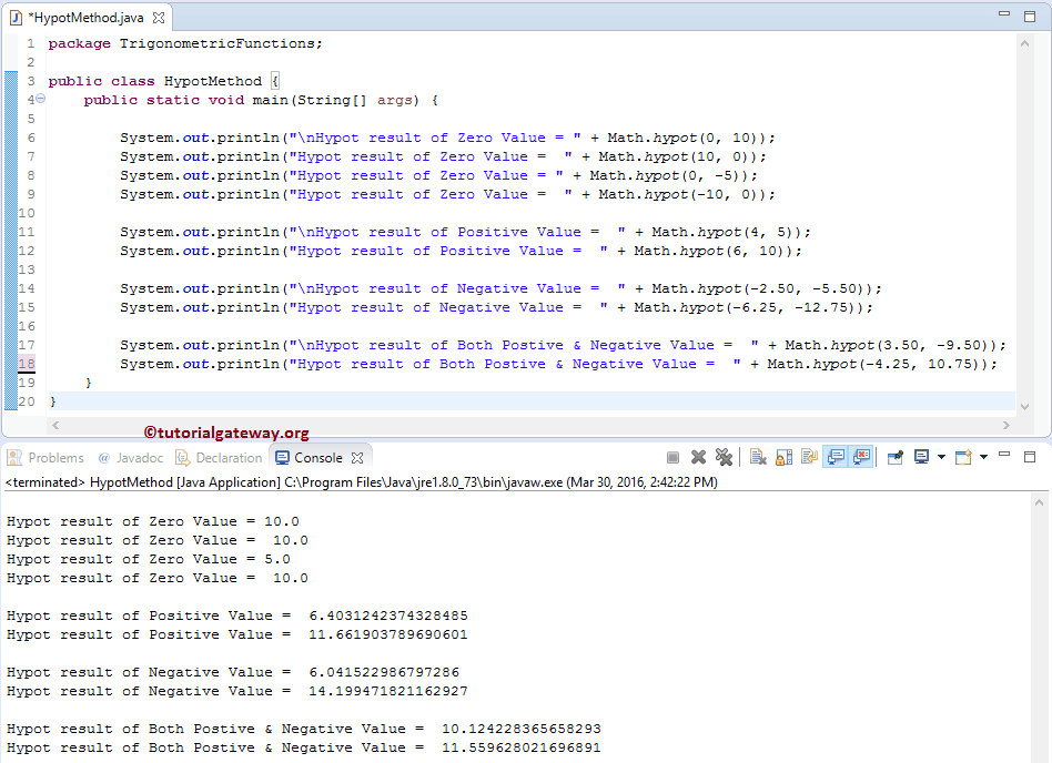 Java hypot Function 1