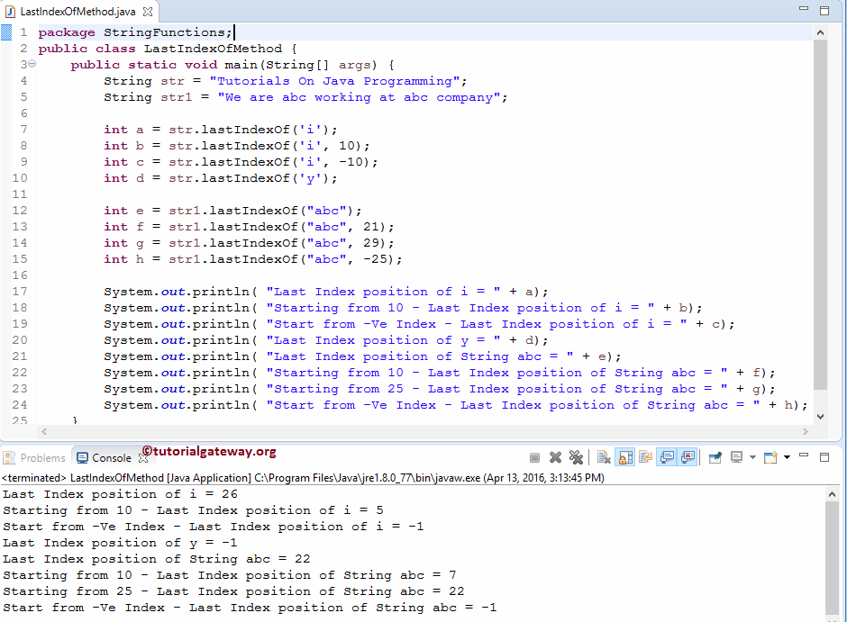 Java lastIndexOf Method 1
