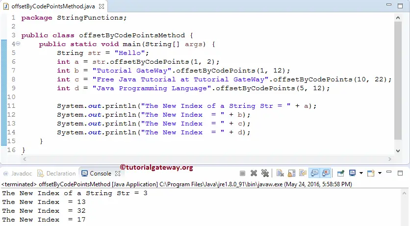 Java offsetByCodePoints Method 1