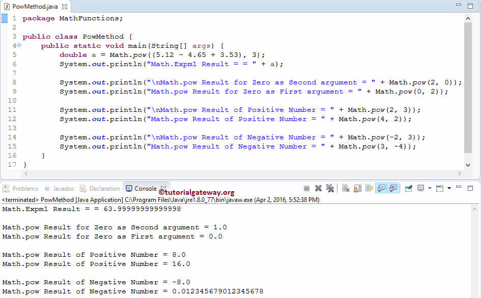 Java pow Function 1