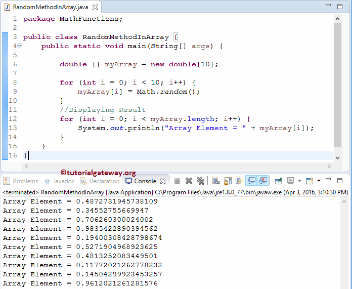 Java random Number Generator example 2