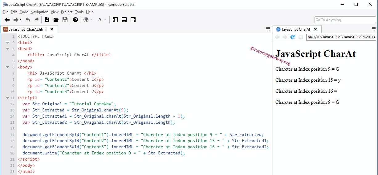 JavaScript CharAt Function
