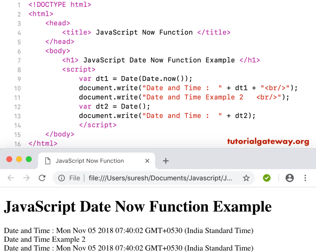 JavaScript Date Now Function 3