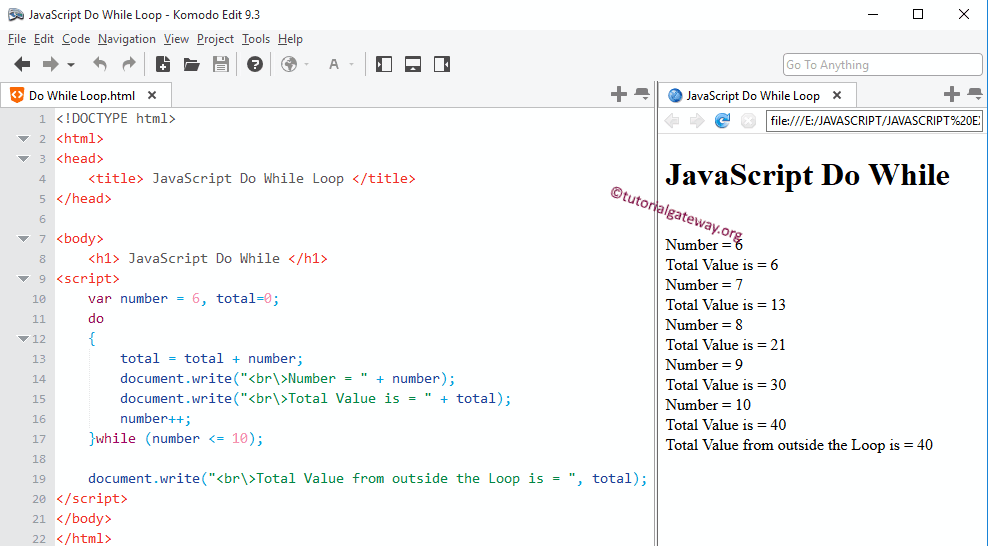 JavaScript Do While Loop 1