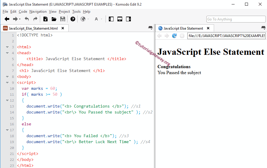 JavaScript If Else Statement 1