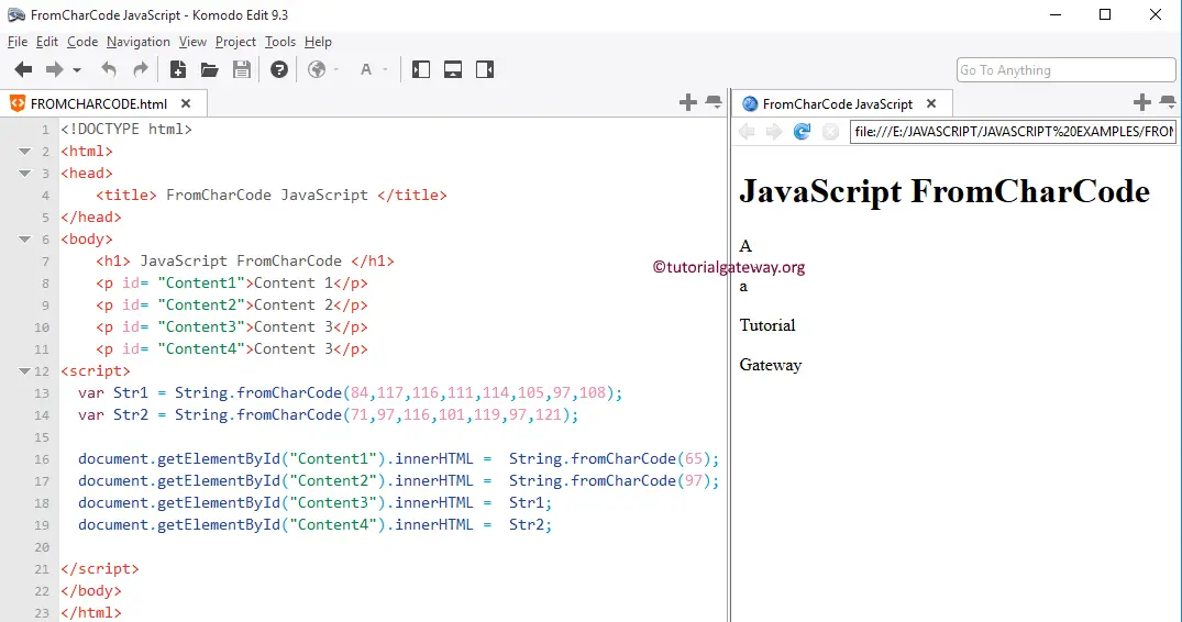 JavaScript FromChatCode Function