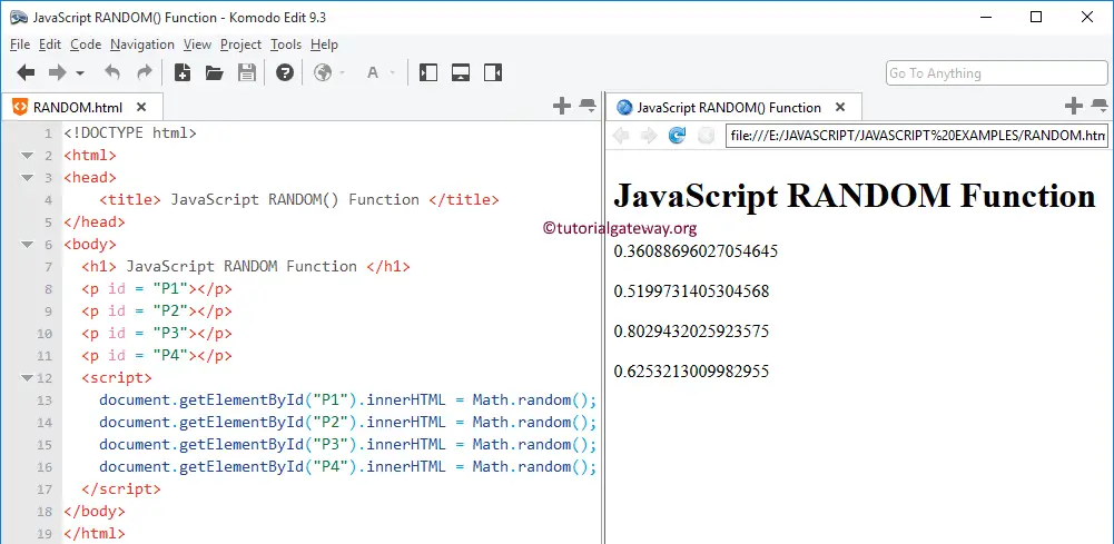JavaScript RANDOM Example