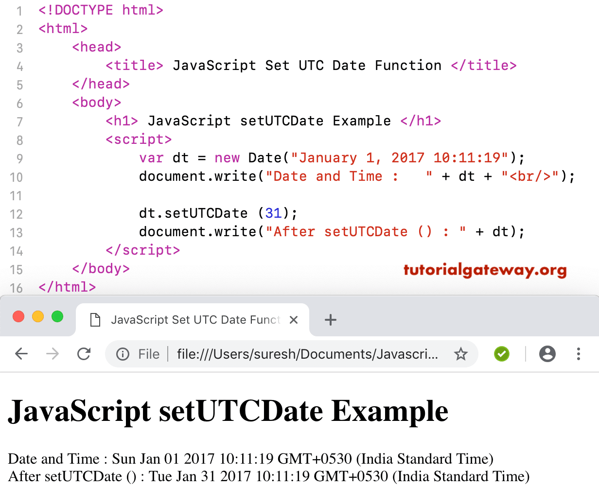 JavaScript SetUTCDate Function 2