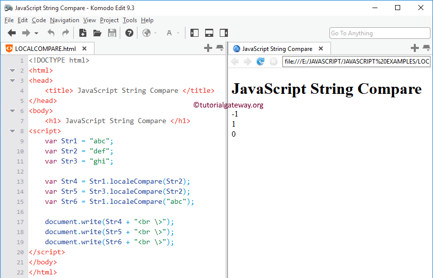 JavaScript String Compare