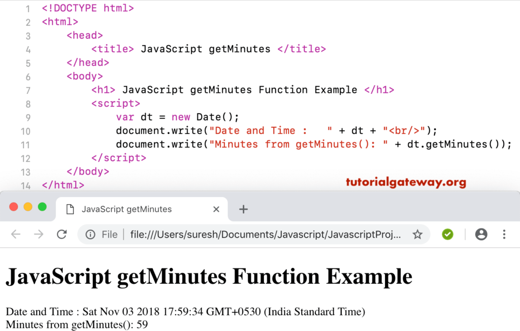 JavaScript getMinutes Function 1