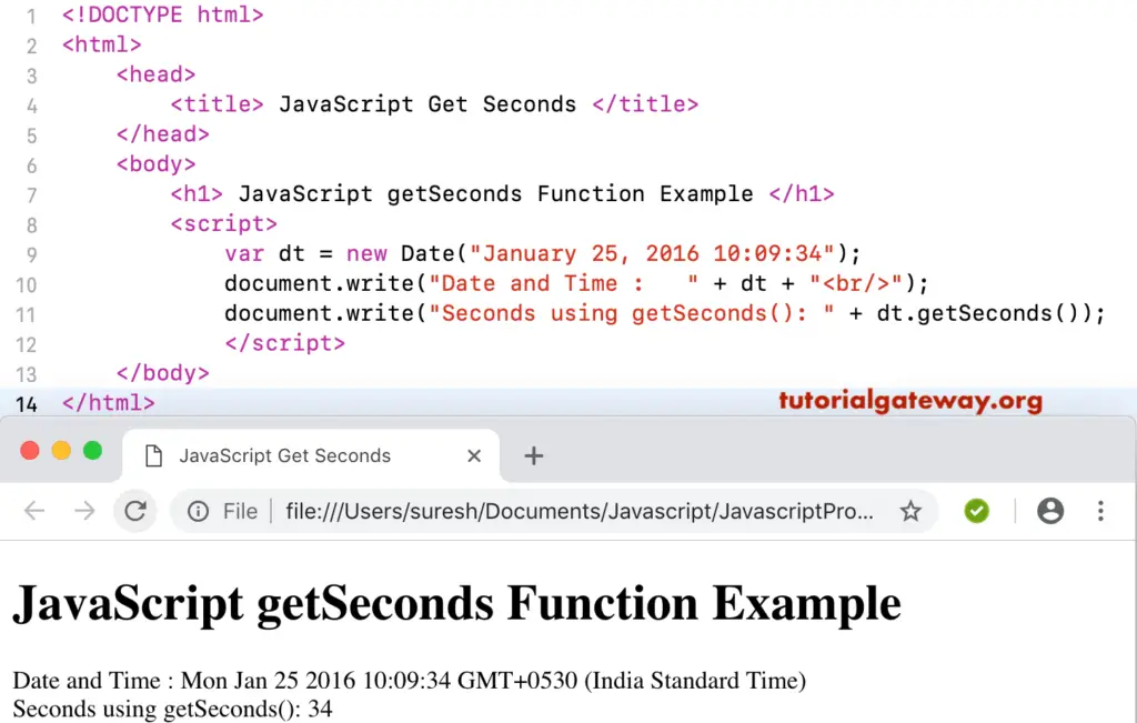 JavaScript getSeconds Function 2