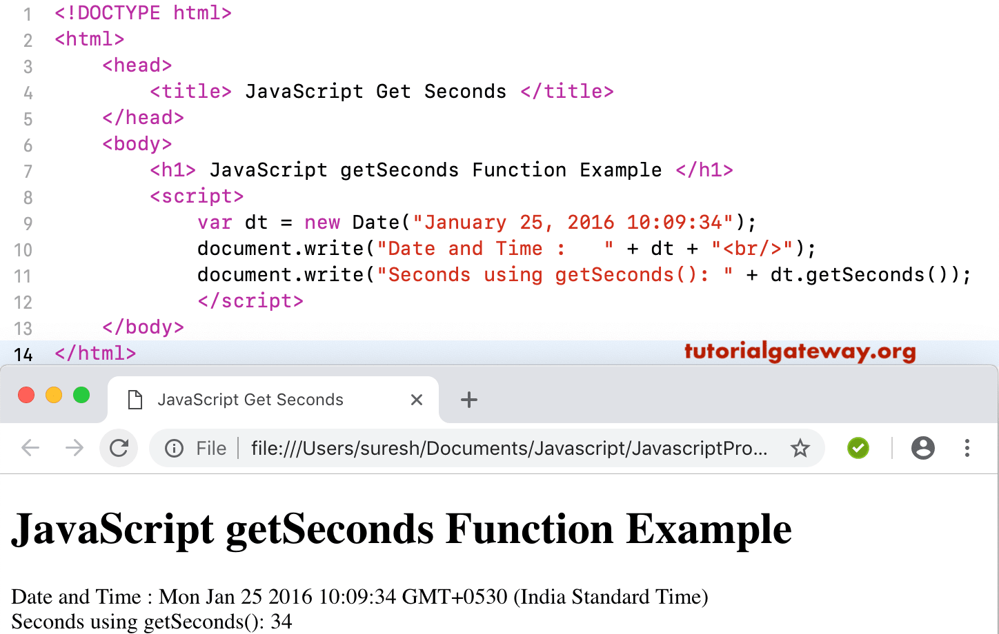 JavaScript getSeconds Function 2