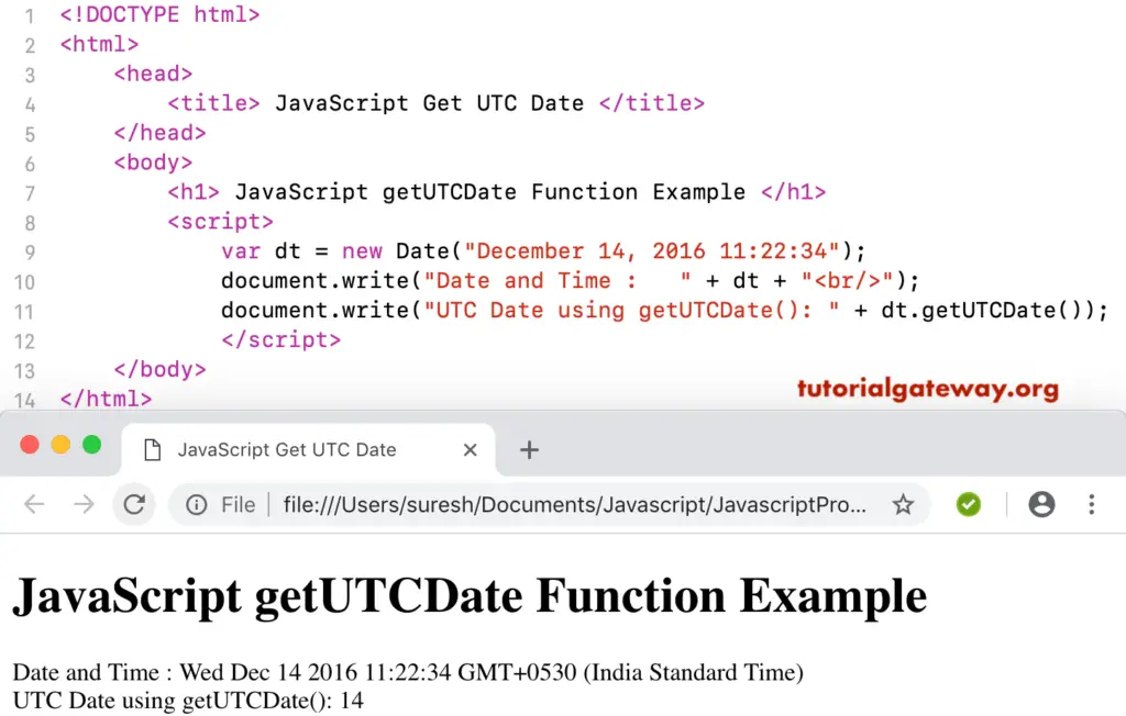 JavaScript getUTCDate Function 2