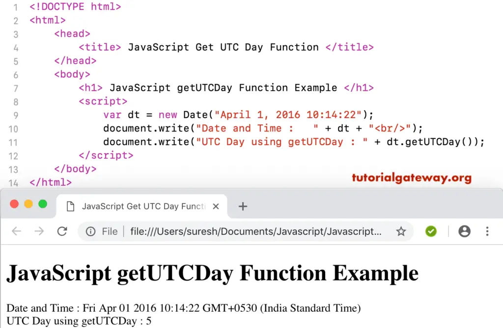 JavaScript getUTCDay Function 2