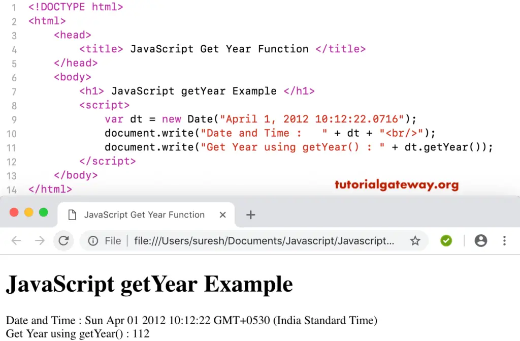 JavaScript getYear Example
