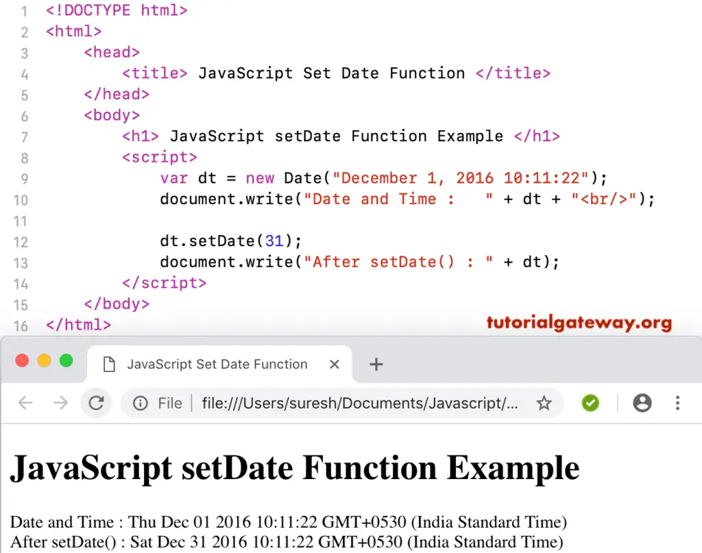 MySQL setDate Example