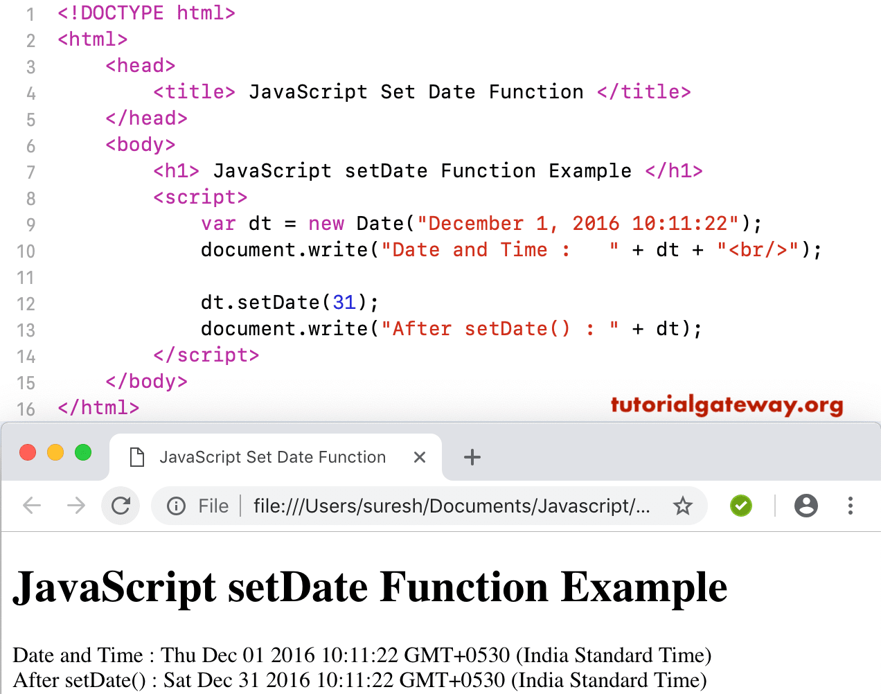JavaScript setDate Function 2